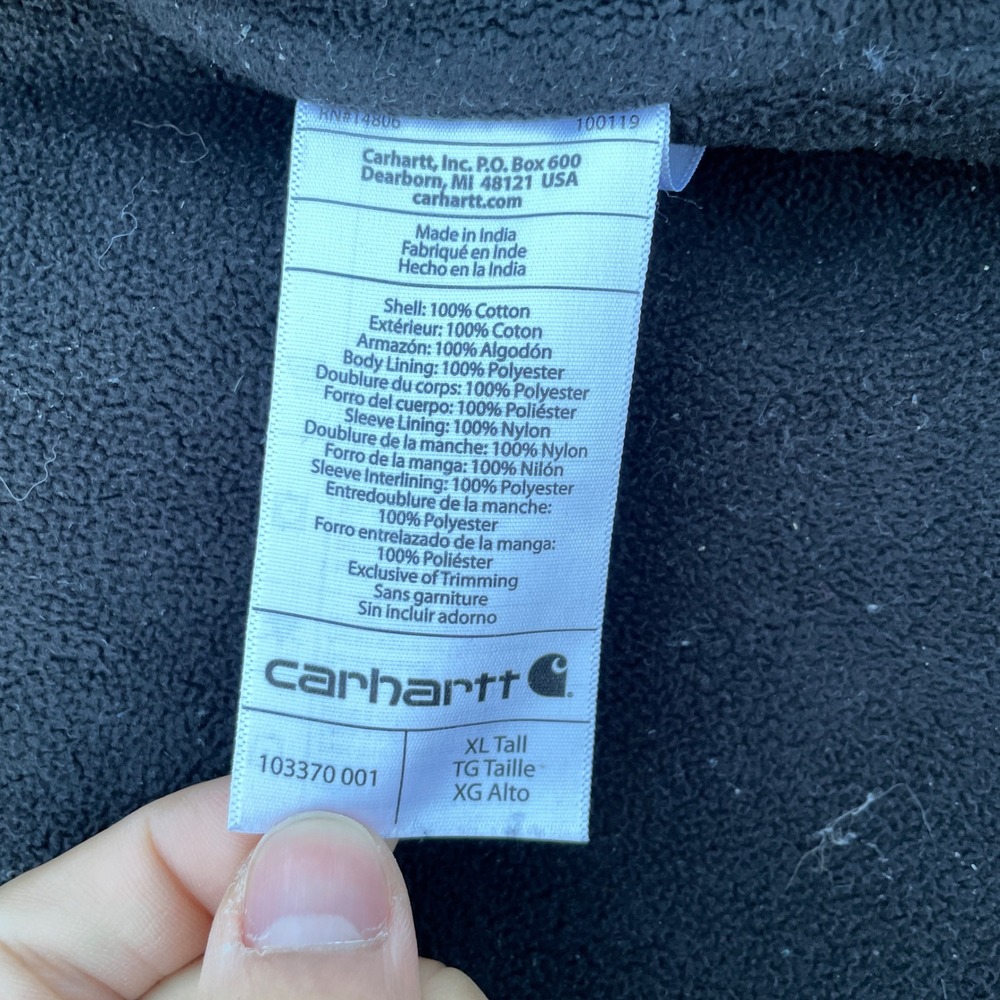 Carhartt Full Swing Jacket Mens XL Tall Black Workwear Fleece Lined 103370 - Picture 5 of 10